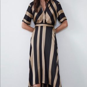 NWT Zara Satin Effect Striped Dress